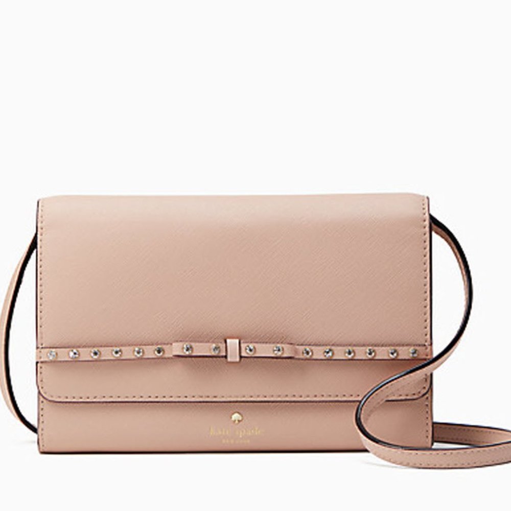 Kate Spade Summer Laurel Way Jeweled Pink Leather Cross Body Bag